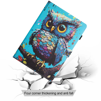 For iPad Pro 11 2024 Colored Drawing Stitching Leather Tablet Smart Case(Owl) - iPad Pro 11 2024 Cases by buy2fix | Online Shopping UK | buy2fix