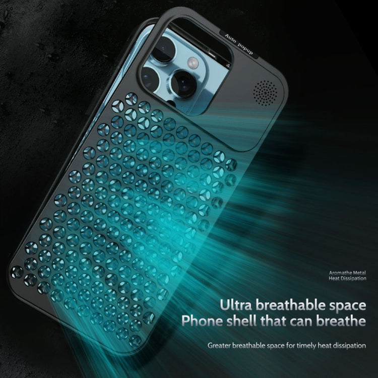 For iPhone 13 Pro Max R-JUST RJ58 Aromatherapy Metal Cooling Phone Case(Black) - iPhone 13 Pro Max Cases by R-JUST | Online Shopping UK | buy2fix