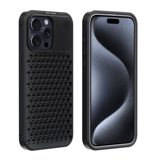 For iPhone 15 Pro R-JUST RJ58 Aromatherapy Metal Cooling Phone Case(Black) - iPhone 15 Pro Cases by R-JUST | Online Shopping UK | buy2fix