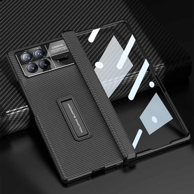 For Xiaomi Mix Fold 3 GKK Magnetic Hinge Flip Leather Phone Case with Holder(Carbon Fiber) - Xiaomi Cases by GKK | Online Shopping UK | buy2fix