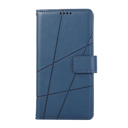 For Realme 12 5G PU Genuine Leather Texture Embossed Line Phone Case(Blue) - Realme Cases by buy2fix | Online Shopping UK | buy2fix