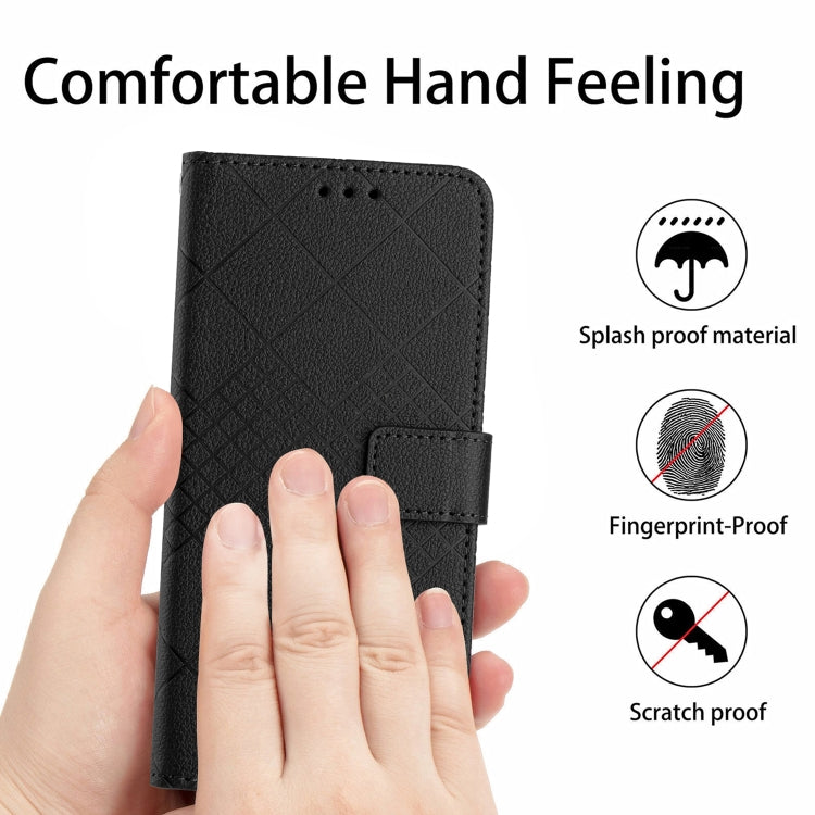 For Google Pixel 9 Rhombic Grid Texture Leather Phone Case(Black) - Google Cases by buy2fix | Online Shopping UK | buy2fix