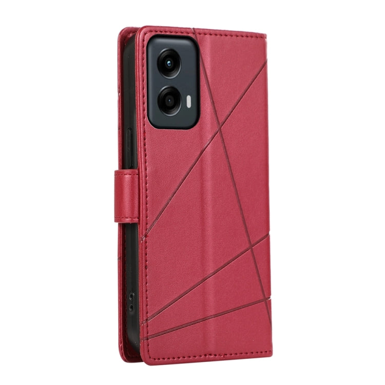 For Motorola Moto G Stylus 5G 2024 PU Genuine Leather Texture Embossed Line Phone Case(Red) - Motorola Cases by buy2fix | Online Shopping UK | buy2fix