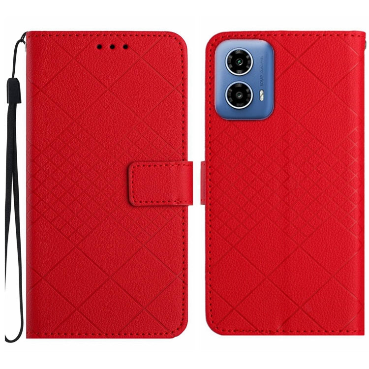 For Motorola Edge 5G 2024 Rhombic Grid Texture Leather Phone Case(Red) - Motorola Cases by buy2fix | Online Shopping UK | buy2fix