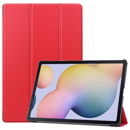 For Samsung Galaxy Tab S8+ / Tab S8 Plus /  Tab S7 FE / Tab S7+ Custer Texture Smart PU Leather Case with Sleep / Wake-up Function & 3-Fold Holder(Red) - Galaxy Tab S8+ Cases by buy2fix | Online Shopping UK | buy2fix