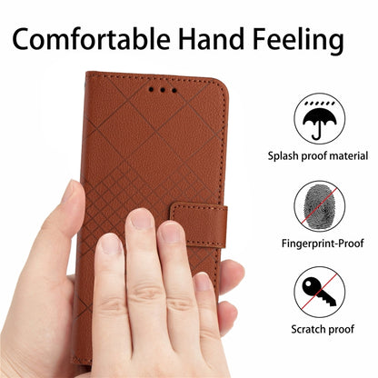 For Xiaomi Redmi Note 12 Pro+ India Rhombic Grid Texture Leather Phone Case(Brown) - Xiaomi Cases by buy2fix | Online Shopping UK | buy2fix