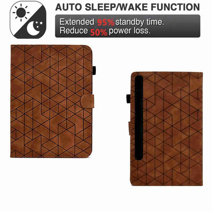 For Samsung Galaxy Tab S9 Rhombus TPU Smart Leather Tablet Case(Brown) - Galaxy Tab S9 Cases by buy2fix | Online Shopping UK | buy2fix