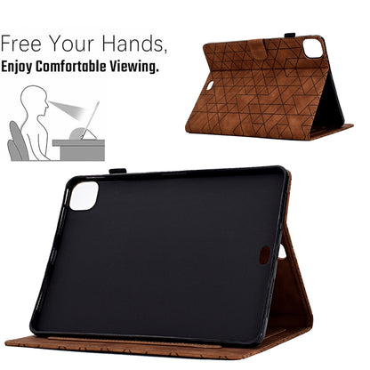 For iPad Pro 11 2024 Rhombus TPU Smart Leather Tablet Case(Brown) - iPad Pro 11 2024 Cases by buy2fix | Online Shopping UK | buy2fix