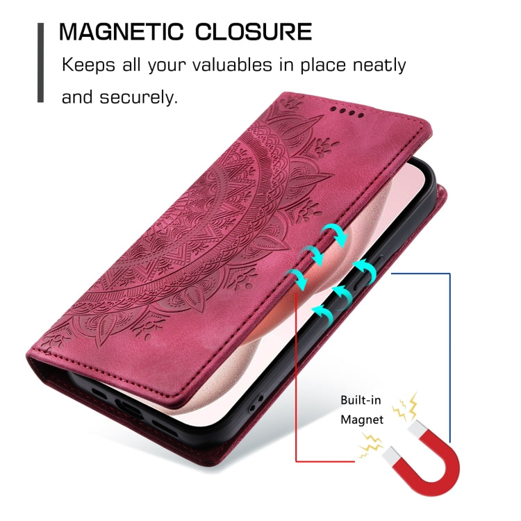 For iPhone 16 Plus Totem Embossed Magnetic Leather Phone Case(Red) - iPhone 16 Plus Cases by buy2fix | Online Shopping UK | buy2fix