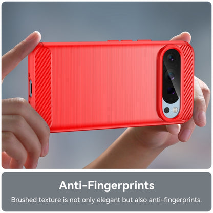 For Google Pixel 9 Pro 5G Carbon Fiber Brushed Texture TPU Phone Case(Red) - Google Cases by buy2fix | Online Shopping UK | buy2fix