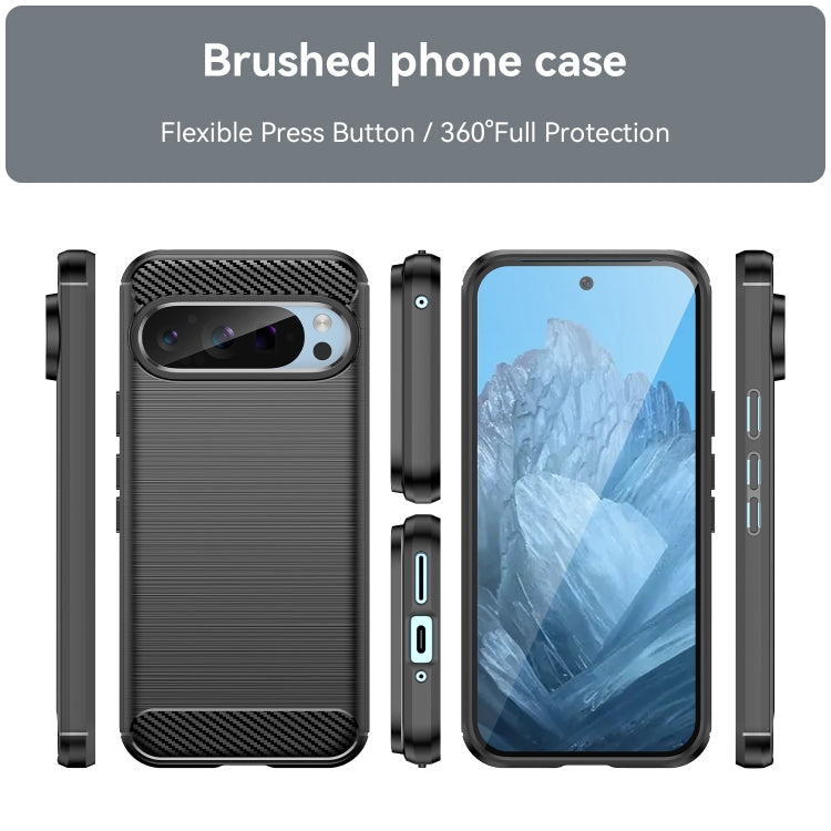 For Google Pixel 9 Carbon Fiber Brushed Texture TPU Phone Case(Black) - Google Cases by buy2fix | Online Shopping UK | buy2fix