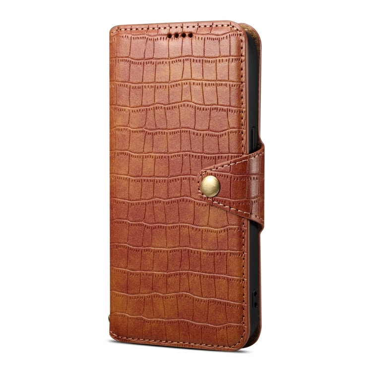 For Samsung Galaxy S23+ Denior Crocodile Texture Oil Edge Leather Phone Case(Brown) - Galaxy S23+ 5G Cases by Denior | Online Shopping UK | buy2fix