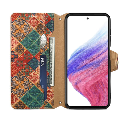 For Samsung Galaxy S23 Denior Flower Language Series Cork Fabric Oil Edge Leather Phone Case(Winter) - Galaxy S23 5G Cases by Denior | Online Shopping UK | buy2fix