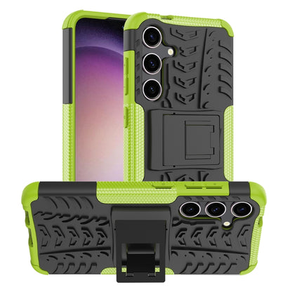 For Samsung Galaxy S24 5G Tire Texture TPU + PC Phone Case with Holder(Green) - Galaxy S24 5G Cases by buy2fix | Online Shopping UK | buy2fix