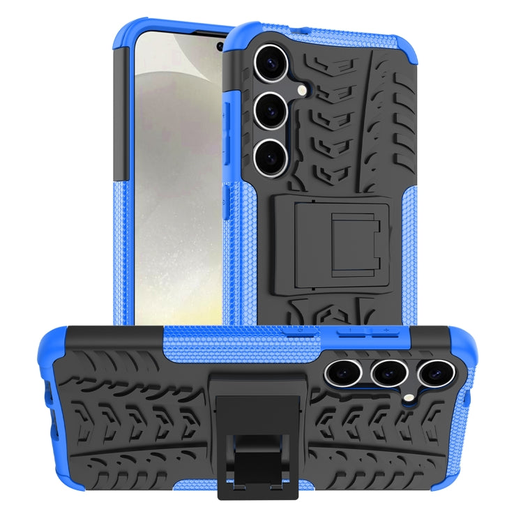 For Samsung Galaxy S24+ Tire Texture TPU + PC Phone Case with Holder(Blue) - Galaxy S24+ 5G Cases by buy2fix | Online Shopping UK | buy2fix