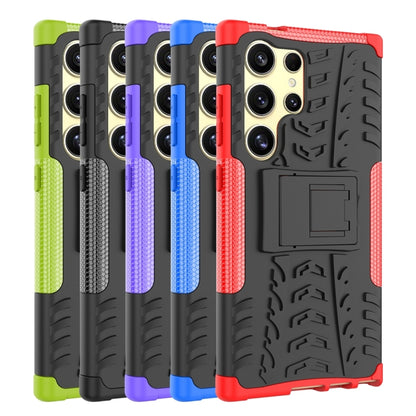 For Samsung Galaxy S24 Ultra 5G Tire Texture TPU + PC Phone Case with Holder(Black) - Galaxy S24 Ultra 5G Cases by buy2fix | Online Shopping UK | buy2fix