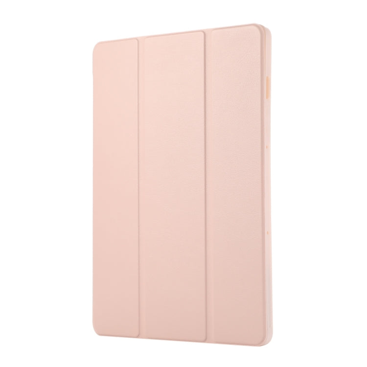 For Samsung Galaxy Tab S9 FE 3-Fold Pure Color TPU Leather Tablet Case with Pen Slot(Pink) - Galaxy Tab S9 FE by buy2fix | Online Shopping UK | buy2fix