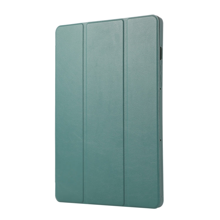 For Samsung Galaxy Tab S9 3-Fold Pure Color TPU Leather Tablet Case with Pen Slot(Dark Green) - Galaxy Tab S9 Cases by buy2fix | Online Shopping UK | buy2fix