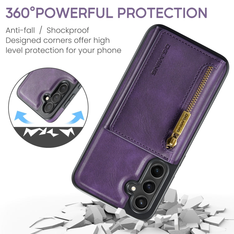 For Samsung Galaxy S24 5G DG.MING M5 Series Zip RFID Multi Card Detachable Leather Phone Case(Purple) - Galaxy S24 5G Cases by DG.MING | Online Shopping UK | buy2fix