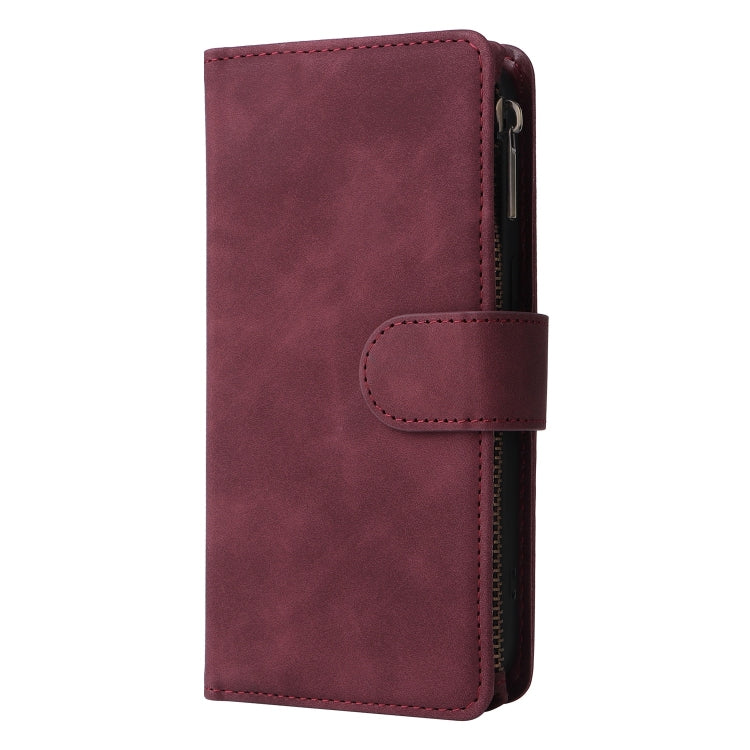 For Xiaomi 13T / 13T Pro Multifunctional Frosted Zipper Wallet Leather Phone Case(Wine Red) - Xiaomi Cases by buy2fix | Online Shopping UK | buy2fix