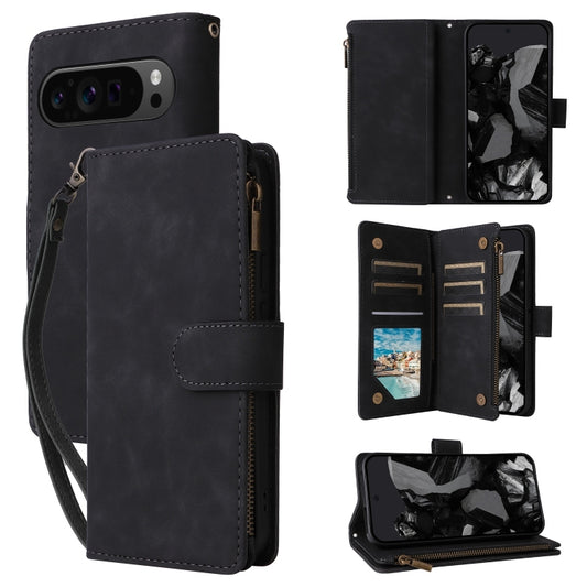 For Google Pixel 9 Pro Multifunctional Multi-Card Wallet Phone Leather Case(Black) - Google Cases by buy2fix | Online Shopping UK | buy2fix