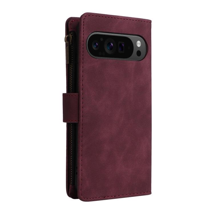 For Google Pixel 9 Pro Multifunctional Multi-Card Wallet Phone Leather Case(Wine Red) - Google Cases by buy2fix | Online Shopping UK | buy2fix