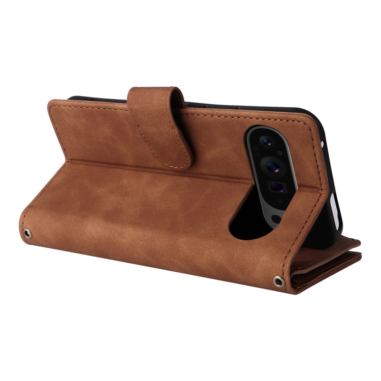 For Google Pixel 9 Pro Multifunctional Multi-Card Wallet Phone Leather Case(Brown) - Google Cases by buy2fix | Online Shopping UK | buy2fix