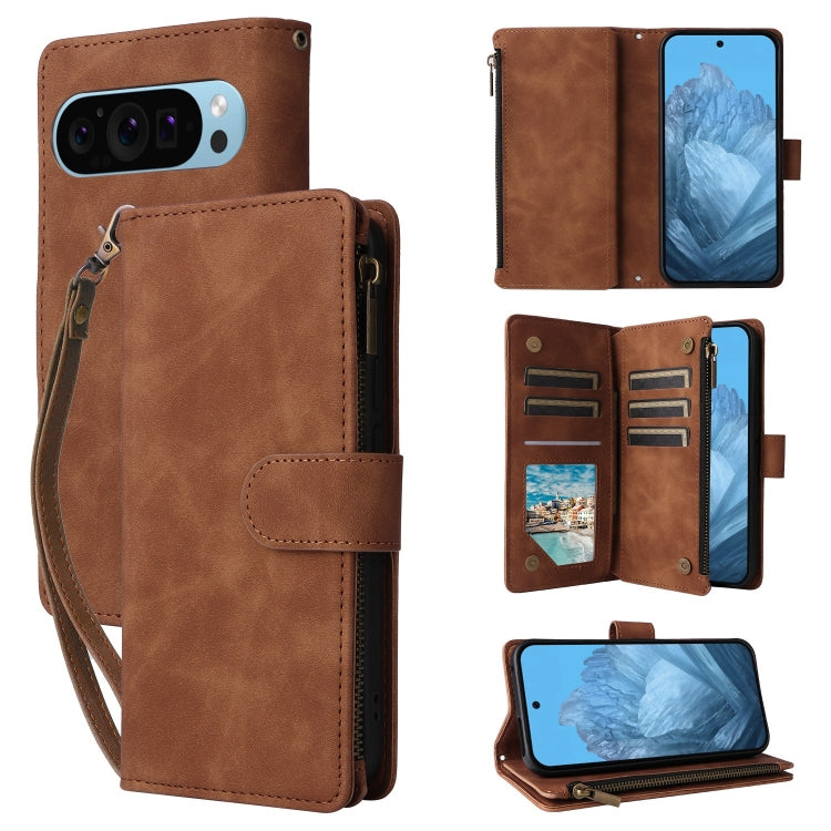 For Google Pixel 9 Multifunctional Multi-Card Wallet Phone Leather Case(Brown) - Google Cases by buy2fix | Online Shopping UK | buy2fix