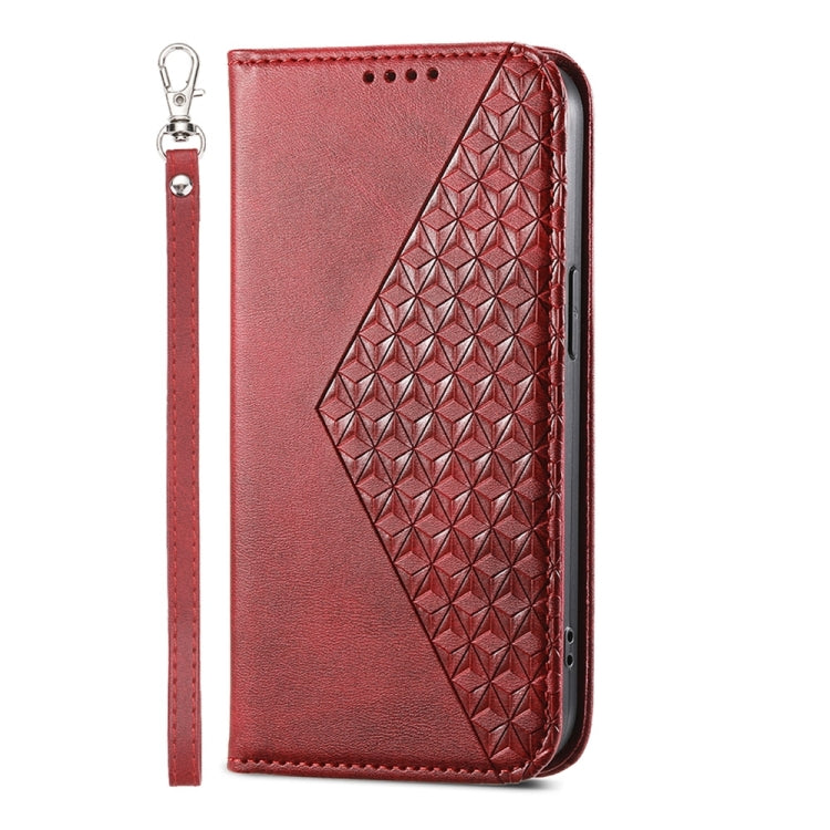 For Google Pixel 9 Pro Cubic Grid Calf Texture Magnetic Leather Phone Case(Red) - Google Cases by buy2fix | Online Shopping UK | buy2fix