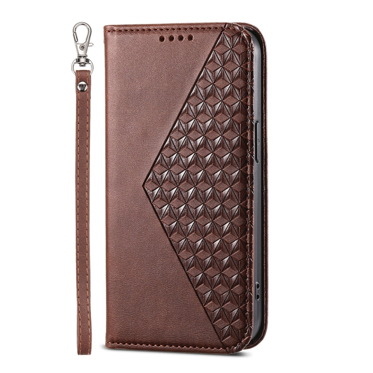 For Google Pixel 9 Pro Cubic Grid Calf Texture Magnetic Leather Phone Case(Brown) - Google Cases by buy2fix | Online Shopping UK | buy2fix