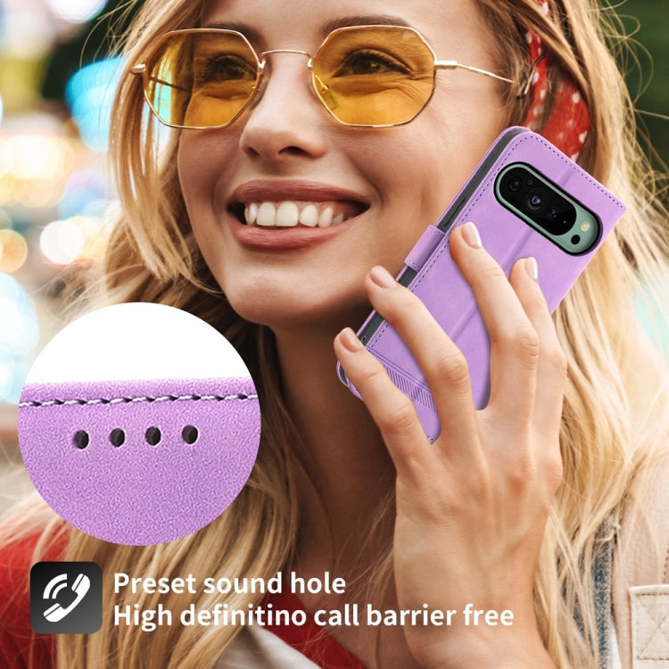 For Google Pixel 9 Dierfeng Dream Line TPU + PU Leather Phone Case(Purple) - Google Cases by buy2fix | Online Shopping UK | buy2fix