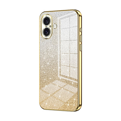 For iPhone 16 Gradient Glitter Powder Electroplated Phone Case(Gold) - iPhone 16 Cases by buy2fix | Online Shopping UK | buy2fix