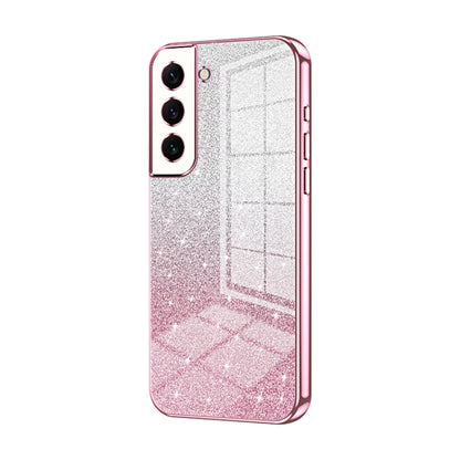 For Samsung Galaxy S22 5G Gradient Glitter Powder Electroplated Phone Case(Pink) - Galaxy S22 5G Cases by buy2fix | Online Shopping UK | buy2fix
