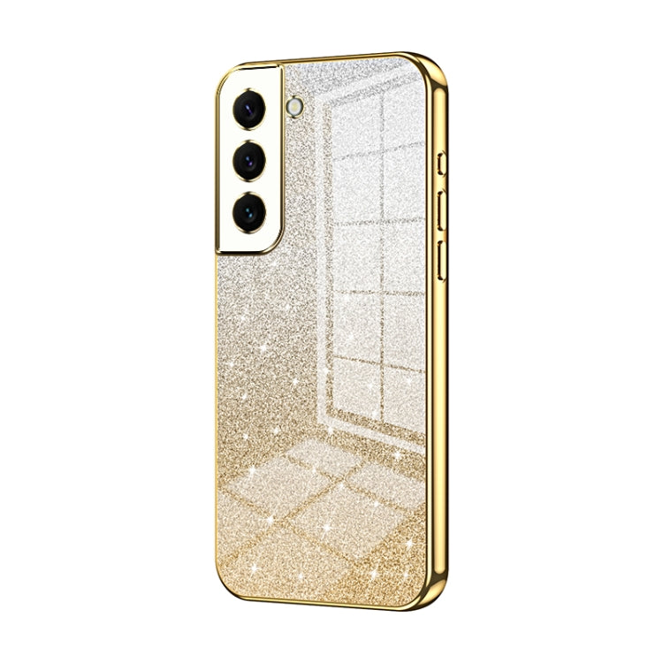 For Samsung Galaxy S22 5G Gradient Glitter Powder Electroplated Phone Case(Gold) - Galaxy S22 5G Cases by buy2fix | Online Shopping UK | buy2fix