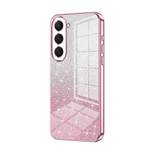 For Samsung Galaxy S23 5G Gradient Glitter Powder Electroplated Phone Case(Pink) - Galaxy S23 5G Cases by buy2fix | Online Shopping UK | buy2fix