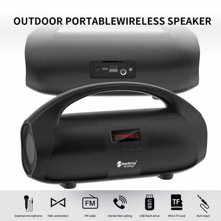 NewRixing NR2055 Wireless Portable TWS Bluetooth Speaker with Microphone(Black) - Desktop Speaker by NewRixing | Online Shopping UK | buy2fix