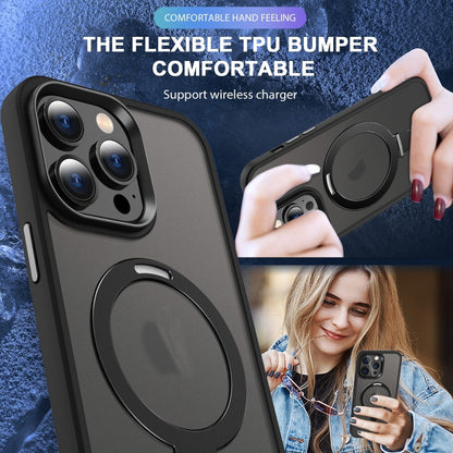 For iPhone 16 Pro Max Skin-feel MagSafe Holder PC Hybrid TPU Phone Case(Black) - iPhone 16 Pro Max Cases by buy2fix | Online Shopping UK | buy2fix