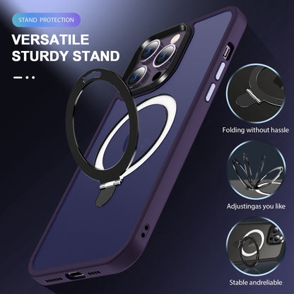 For iPhone 16 Pro Max Skin-feel MagSafe Holder PC Hybrid TPU Phone Case(Dark Purple) - iPhone 16 Pro Max Cases by buy2fix | Online Shopping UK | buy2fix