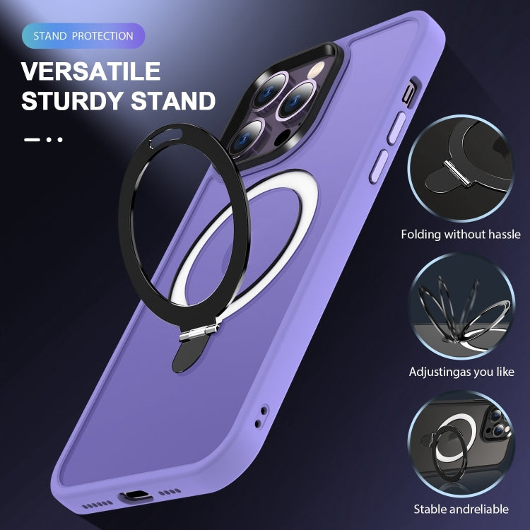 For iPhone 16 Pro Skin-feel MagSafe Holder PC Hybrid TPU Phone Case(Purple) - iPhone 16 Pro Cases by buy2fix | Online Shopping UK | buy2fix