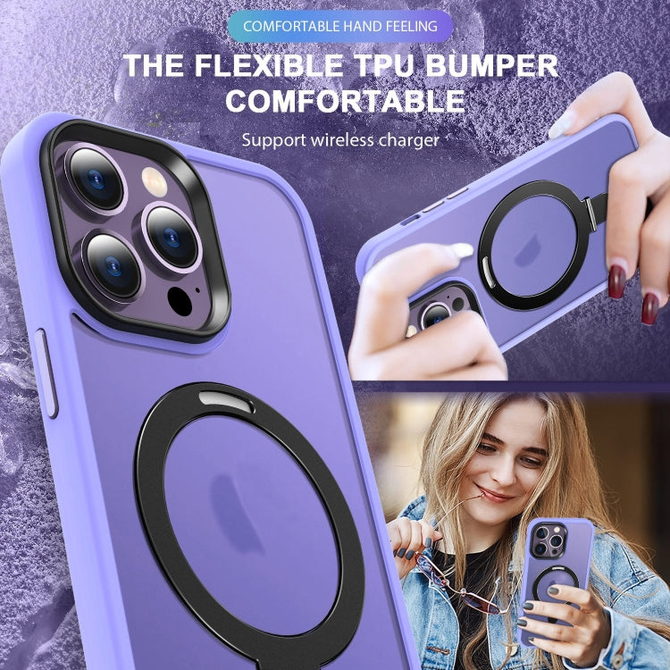 For iPhone 16 Pro Skin-feel MagSafe Holder PC Hybrid TPU Phone Case(Purple) - iPhone 16 Pro Cases by buy2fix | Online Shopping UK | buy2fix