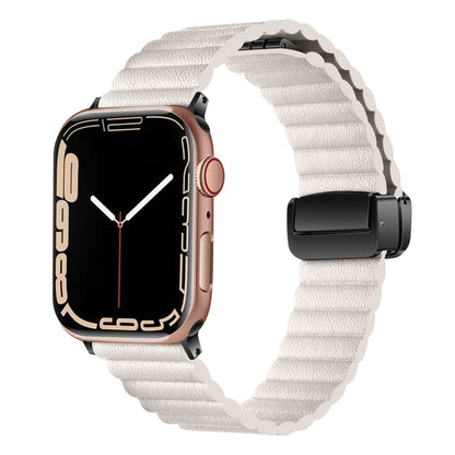 For Apple Watch SE 2023 40mm Water Ripple Magnetic Folding Buckle Watch Band, Style: Bold Version(Starlight Color) - Watch Bands by buy2fix | Online Shopping UK | buy2fix