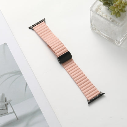 For Apple Watch Series 9 45mm Water Ripple Magnetic Folding Buckle Watch Band, Style: Bold Version(Pink) - Watch Bands by buy2fix | Online Shopping UK | buy2fix