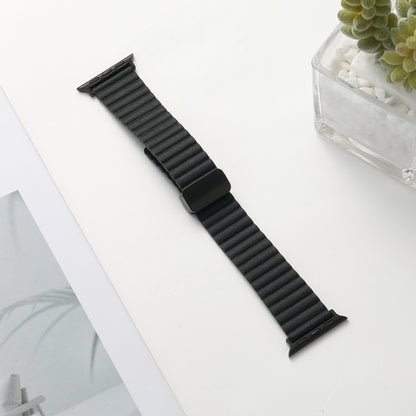 For Apple Watch Series 7 45mm Water Ripple Magnetic Folding Buckle Watch Band, Style: Bold Version(Black) - Watch Bands by buy2fix | Online Shopping UK | buy2fix