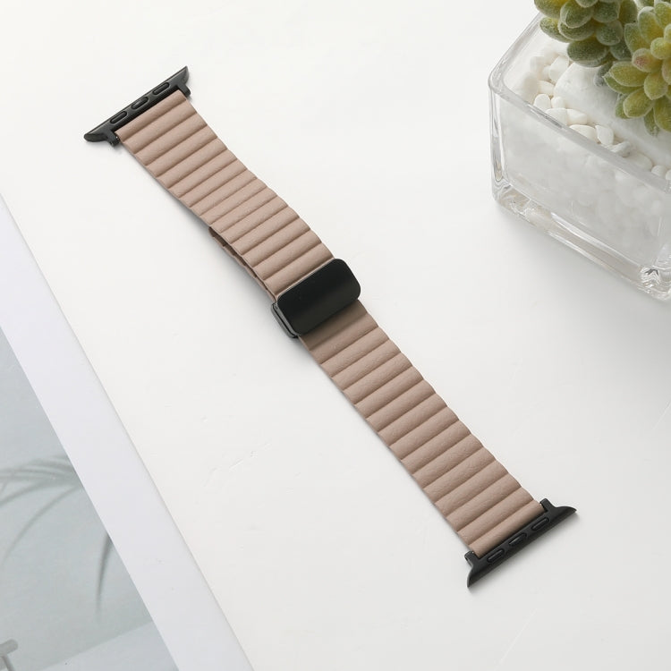 For Apple Watch Series 2 38mm Water Ripple Magnetic Folding Buckle Watch Band, Style: Bold Version(Khaki) - Watch Bands by buy2fix | Online Shopping UK | buy2fix