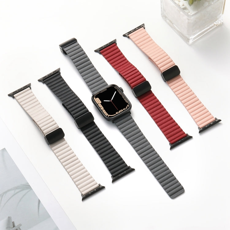 For Apple Watch Series 5 44mm Water Ripple Magnetic Folding Buckle Watch Band, Style: Bold Version(Black) - Watch Bands by buy2fix | Online Shopping UK | buy2fix