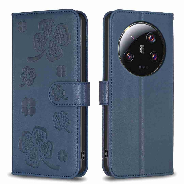 For Xiaomi 13 Ultra Four-leaf Embossed Leather Phone Case(Blue) - 13 Ultra Cases by buy2fix | Online Shopping UK | buy2fix