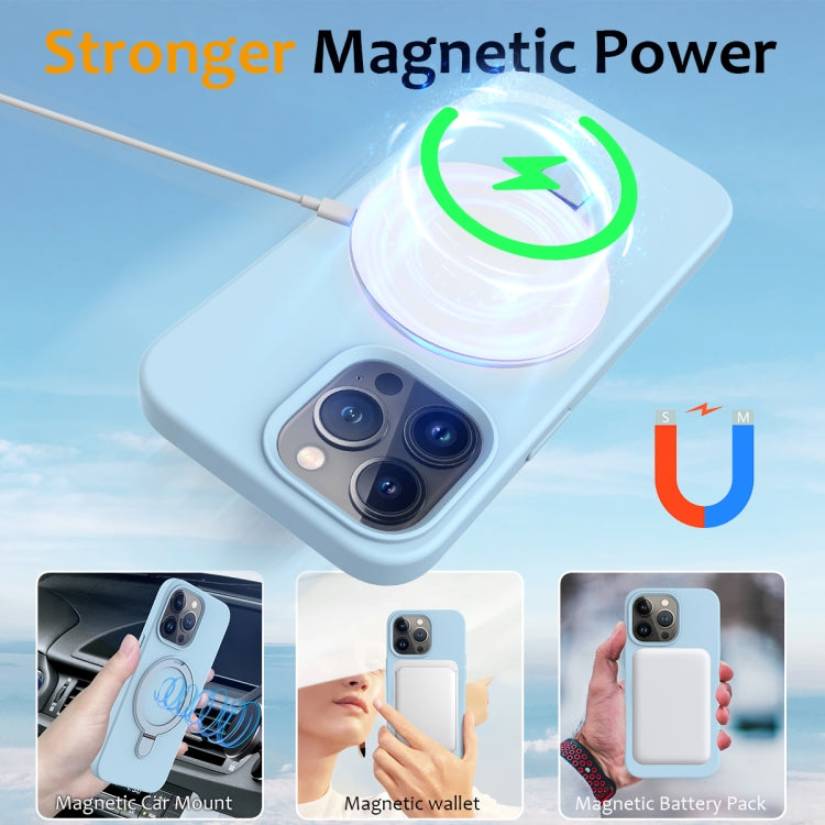 For iPhone 13 Pro Max MagSafe Magnetic Liquid Silicone Phone Case with Ring Holder(Sky Blue) - iPhone 13 Pro Max Cases by buy2fix | Online Shopping UK | buy2fix