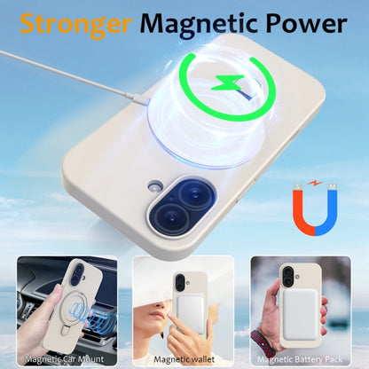 For iPhone 16 Plus Liquid Silicone MagSafe Magnetic Phone Case with Ring Holder(Antique White) - iPhone 16 Plus Cases by buy2fix | Online Shopping UK | buy2fix