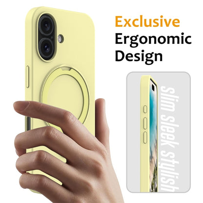 For iPhone 16 Liquid Silicone MagSafe Magnetic Phone Case with Ring Holder(Yellow) - iPhone 16 Cases by buy2fix | Online Shopping UK | buy2fix