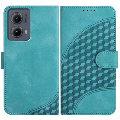 For Motorola Edge 5G 2024 YX0060 Elephant Head Embossed Phone Leather Case with Lanyard(Light Blue) - Motorola Cases by buy2fix | Online Shopping UK | buy2fix